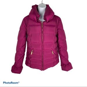 Betsy Johnson down fuchsia puffer jacket sz L EUC